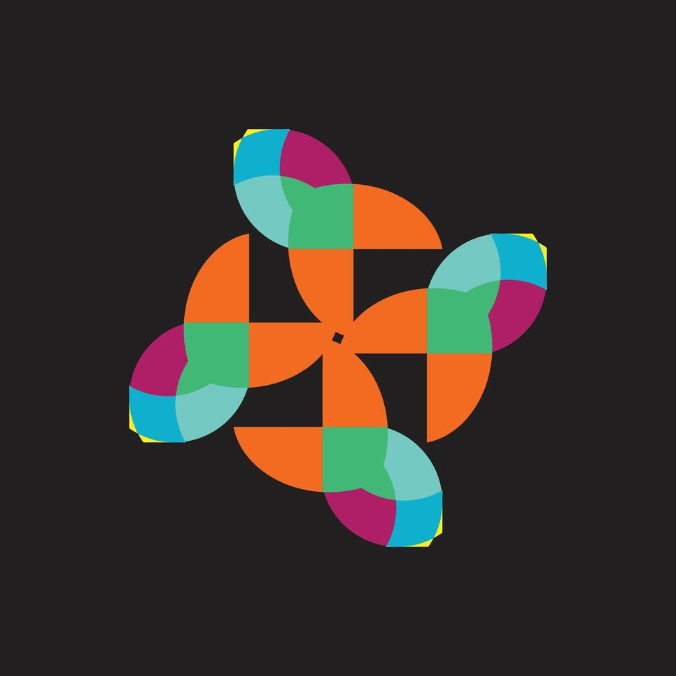 Abstract Colorful Geometric Pinwheel Pattern vector