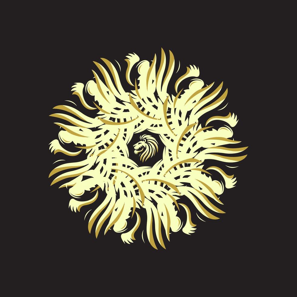 Abstract Golden Lion Head Mandala Design vector
