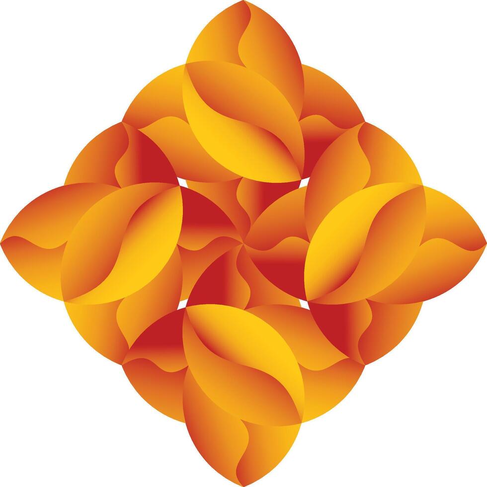 Abstract Orange Yellow Layered Floral Diamond Art vector