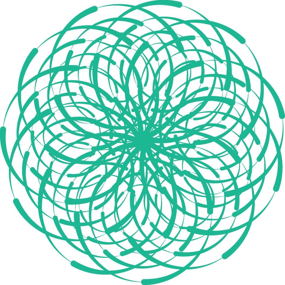 Abstract Teal Swirling Spirograph Mandala Art vector