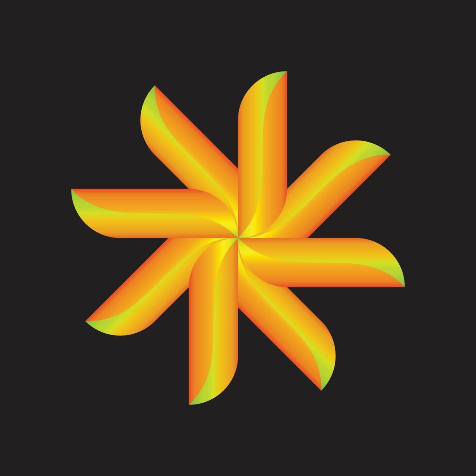 Abstract Orange Yellow Radial Star Flower Design vector