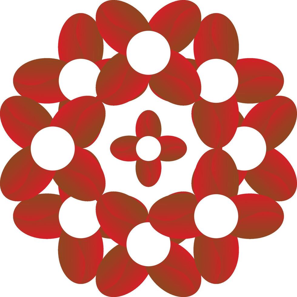 Abstract Red Brown Floral Circular Pattern Icon vector