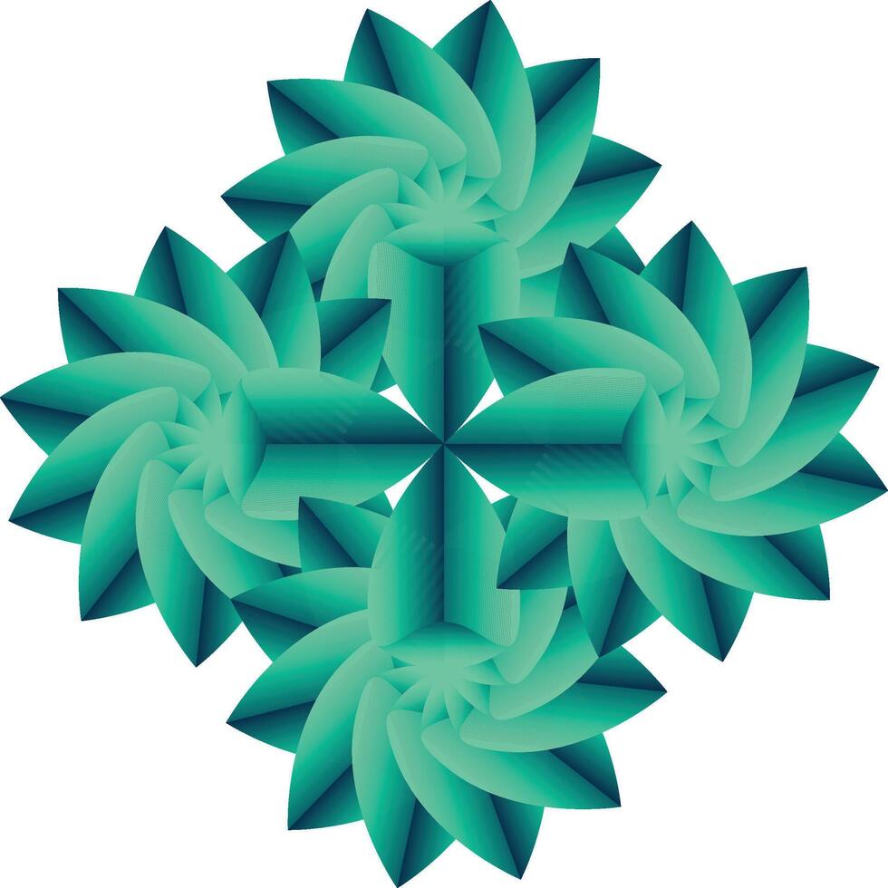 Abstract Teal Geometric Flower Swirl Design vector