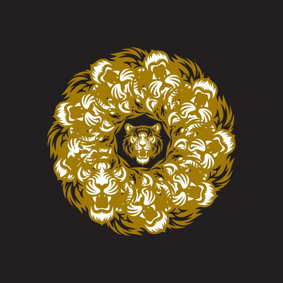 Abstract Golden Tiger Head Mandala Art vector