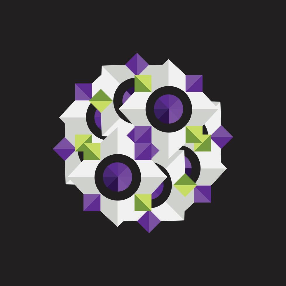 Abstract Geometric White Purple Green Mandala vector