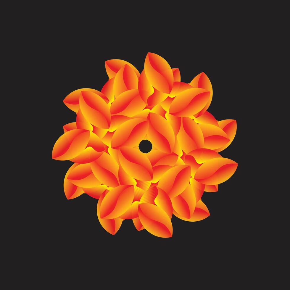 Abstract Orange Red Layered Floral Art Design vector