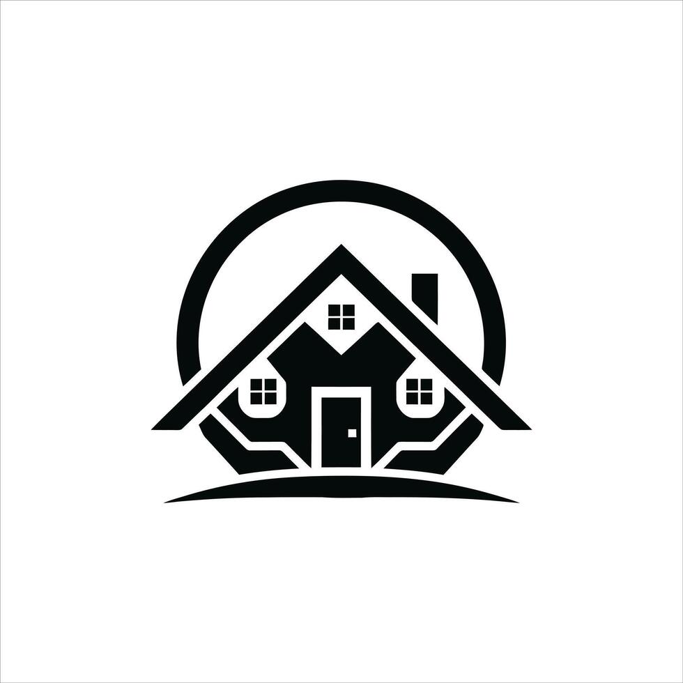 Black and White Real Estate Logo for Home Improvement and Realtors vector