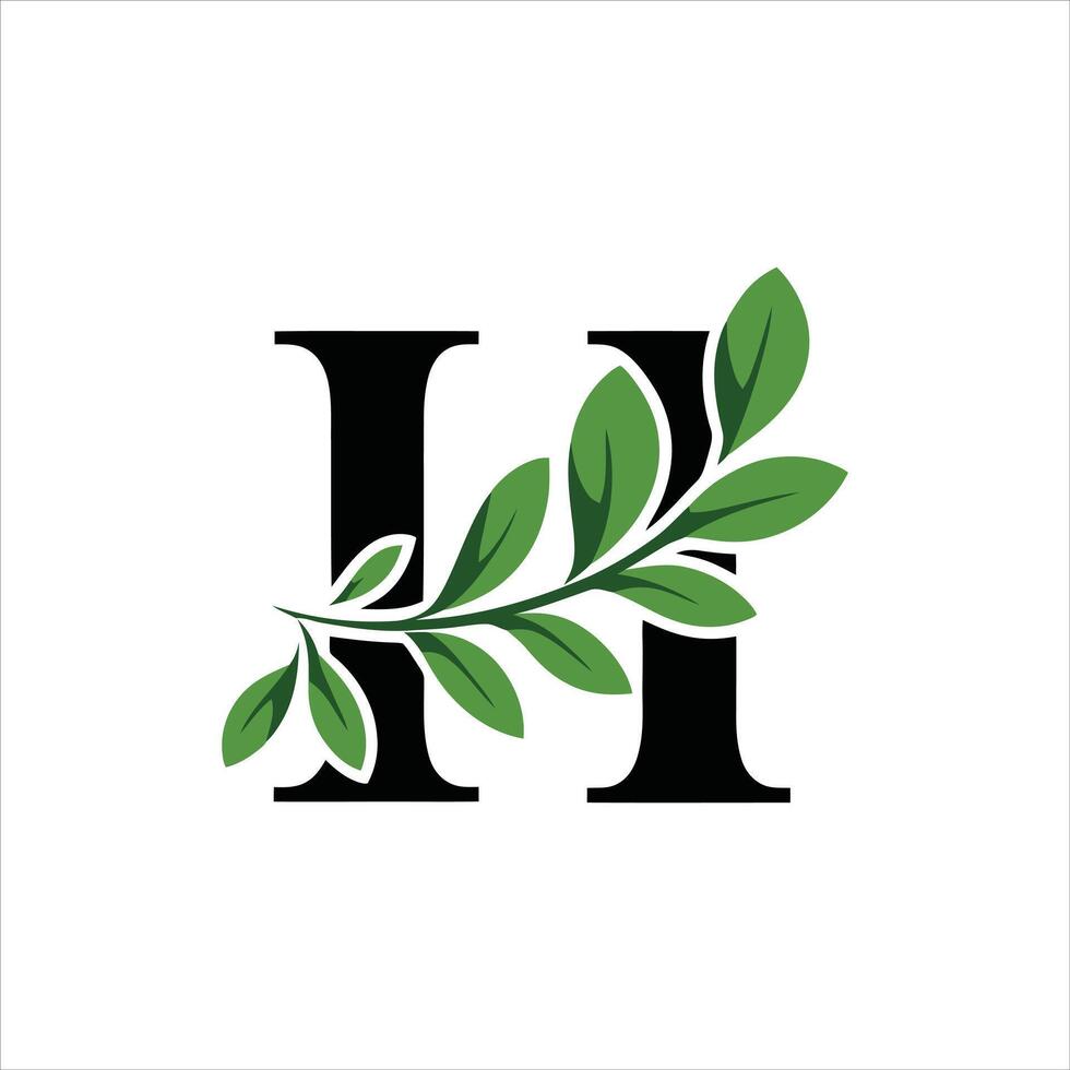 Creative H Letter Design with Leave vector