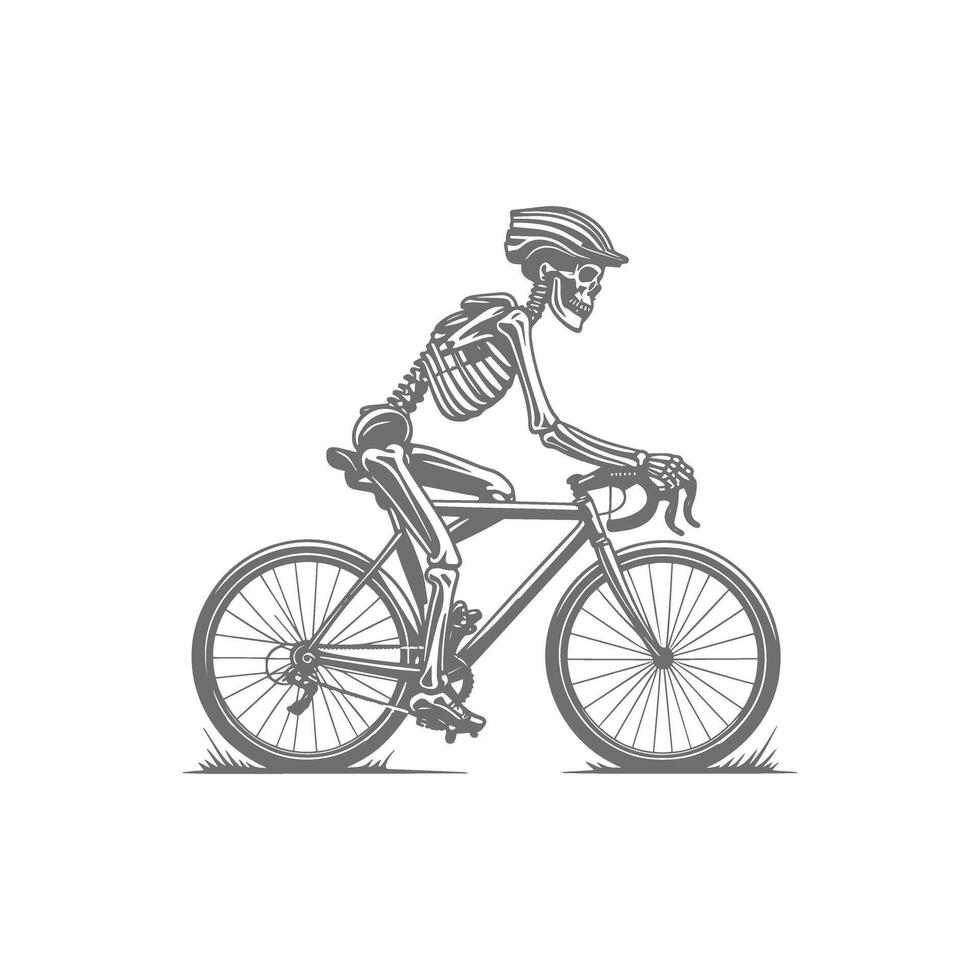 Skeleton cyclist riding cycle illustration vector