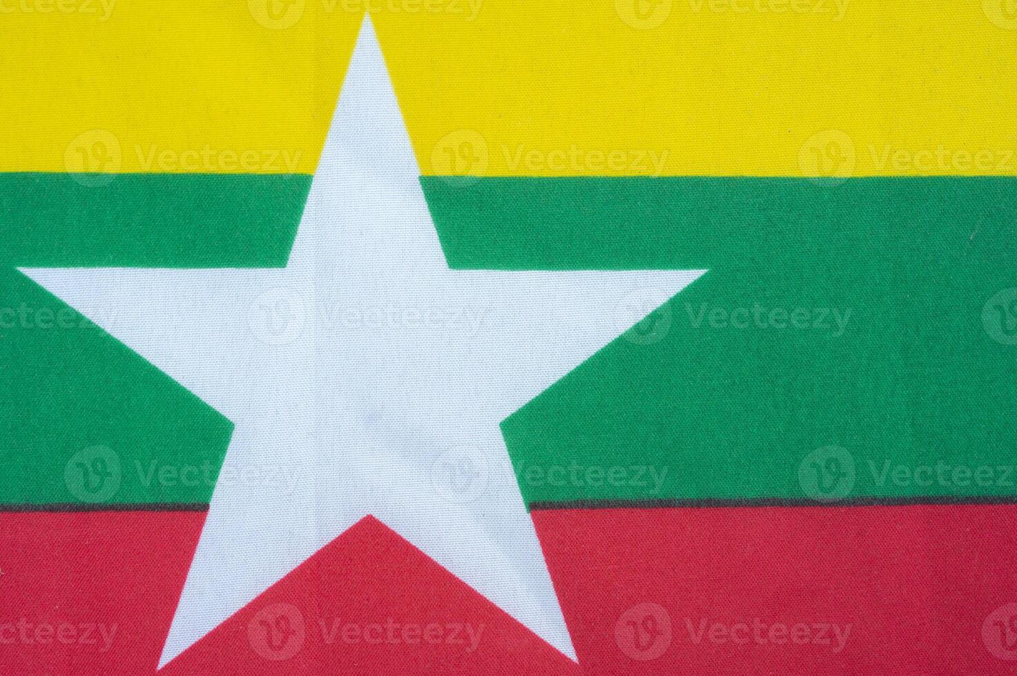 Cropped shot view of a Myanmar flag textured and background. photo