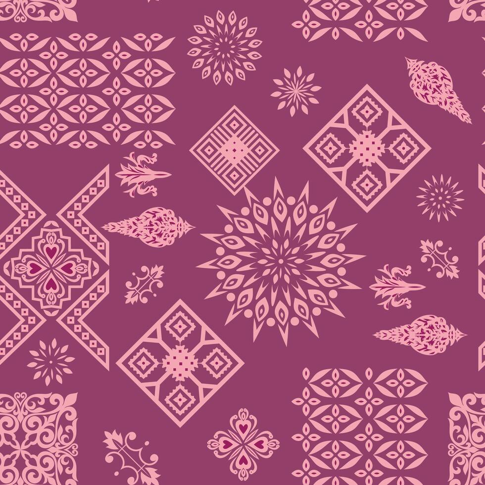 a pattern with ornate designs on a purple background vector