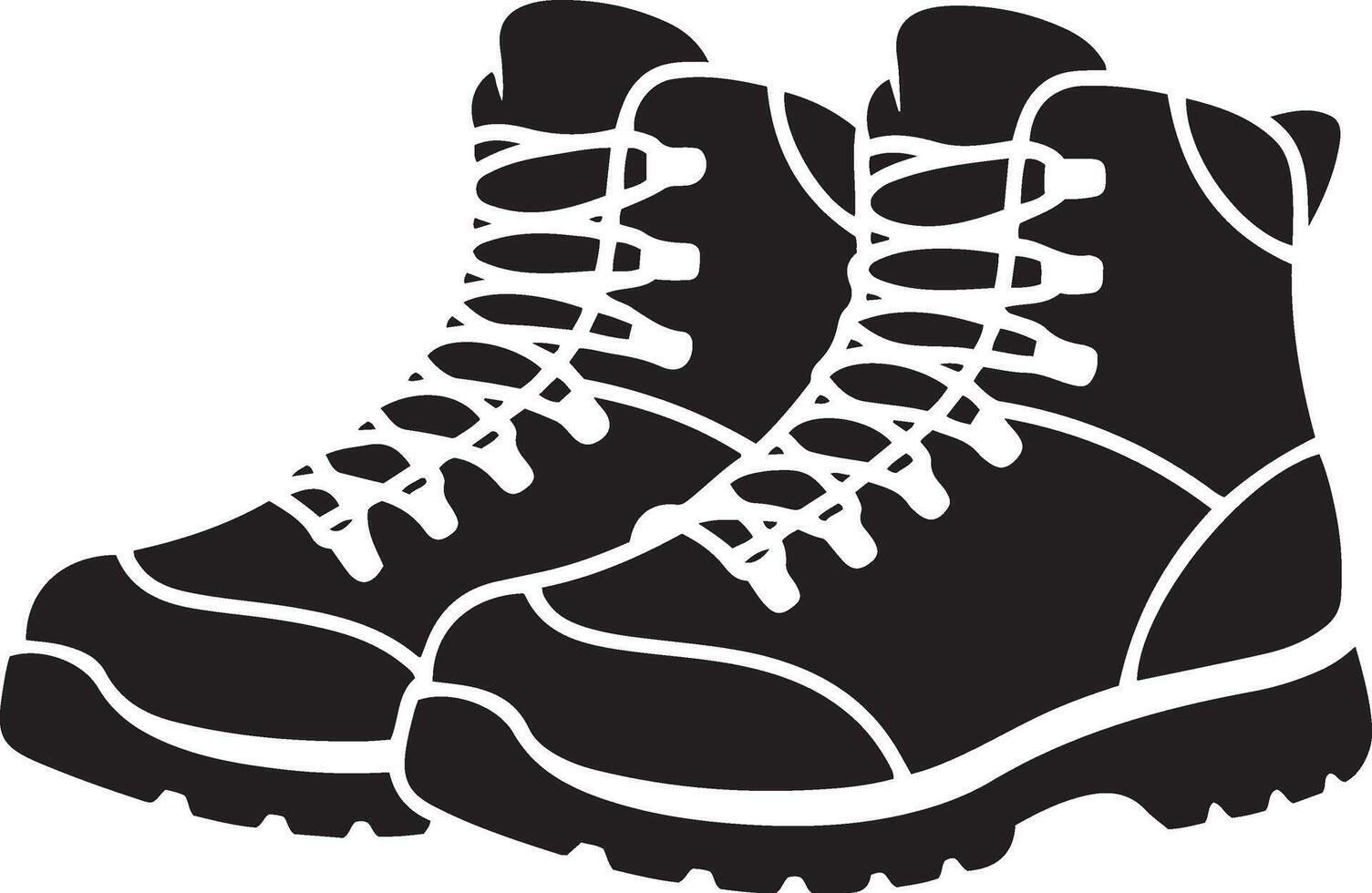A simple, black and white silhouette of hiking boots pair vector