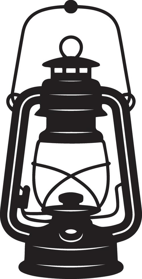 Classic rustic black silhouette vintage kerosene oil lantern lamp icon design vector