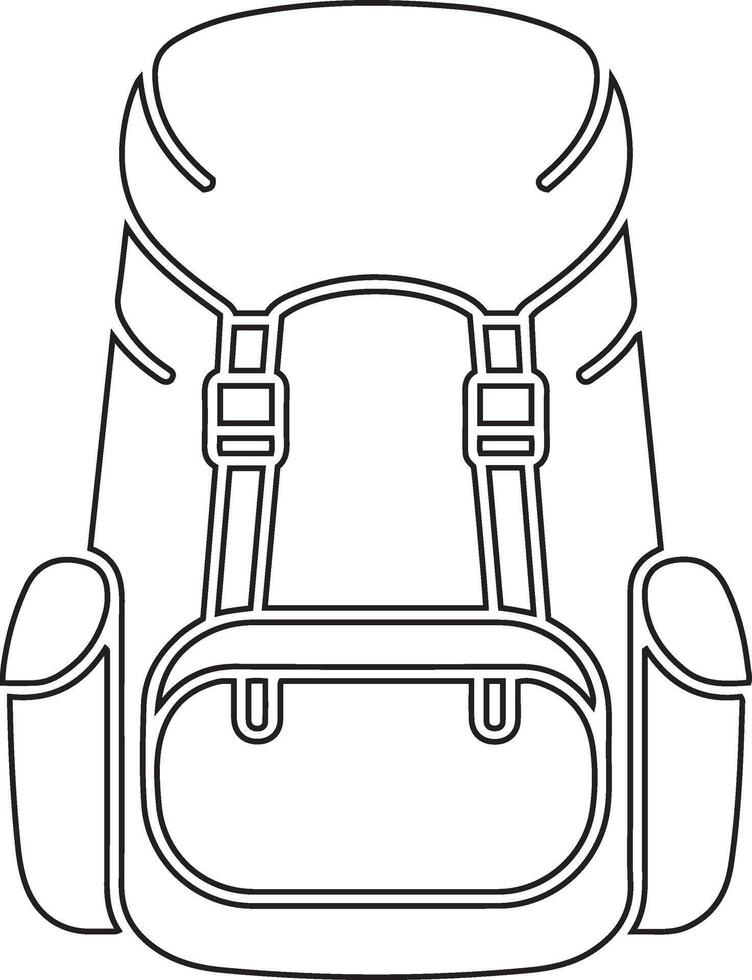 Simple line art illustration of a hiking backpack vector