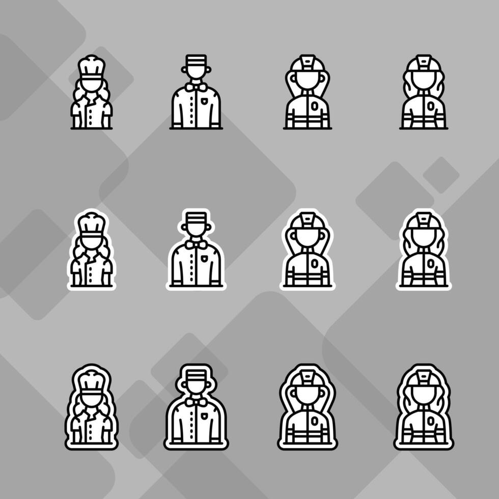People avatar icons set profesion job labor day flat white line illustration gray background Profile Picture, Display Picture,User Image,Profile Image,Profile Photo vector