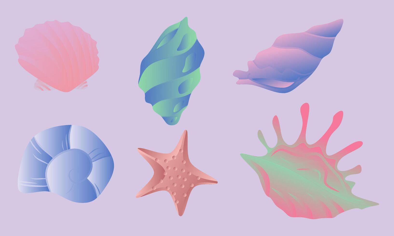 set of sea shells vector