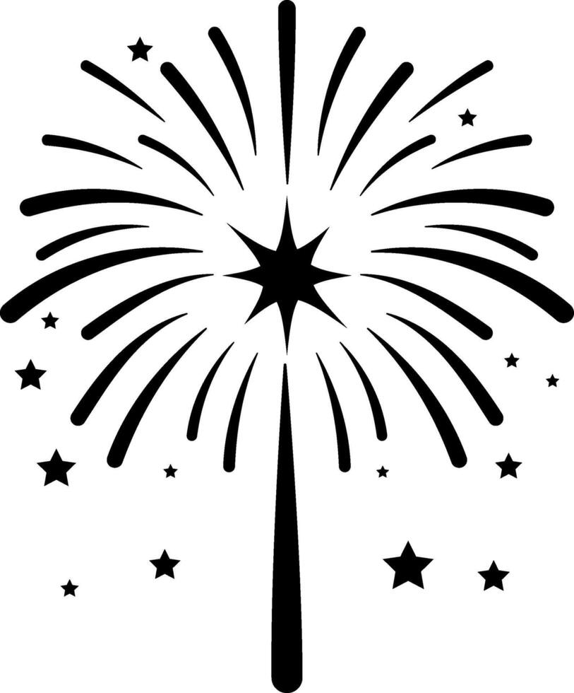 Simple Black and White Fireworks Design vector