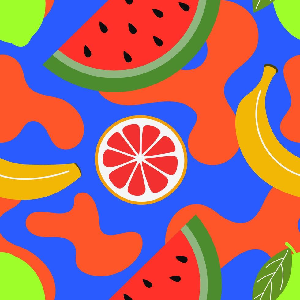 Seamless Summer Fruit Pattern. Seamless Background vector