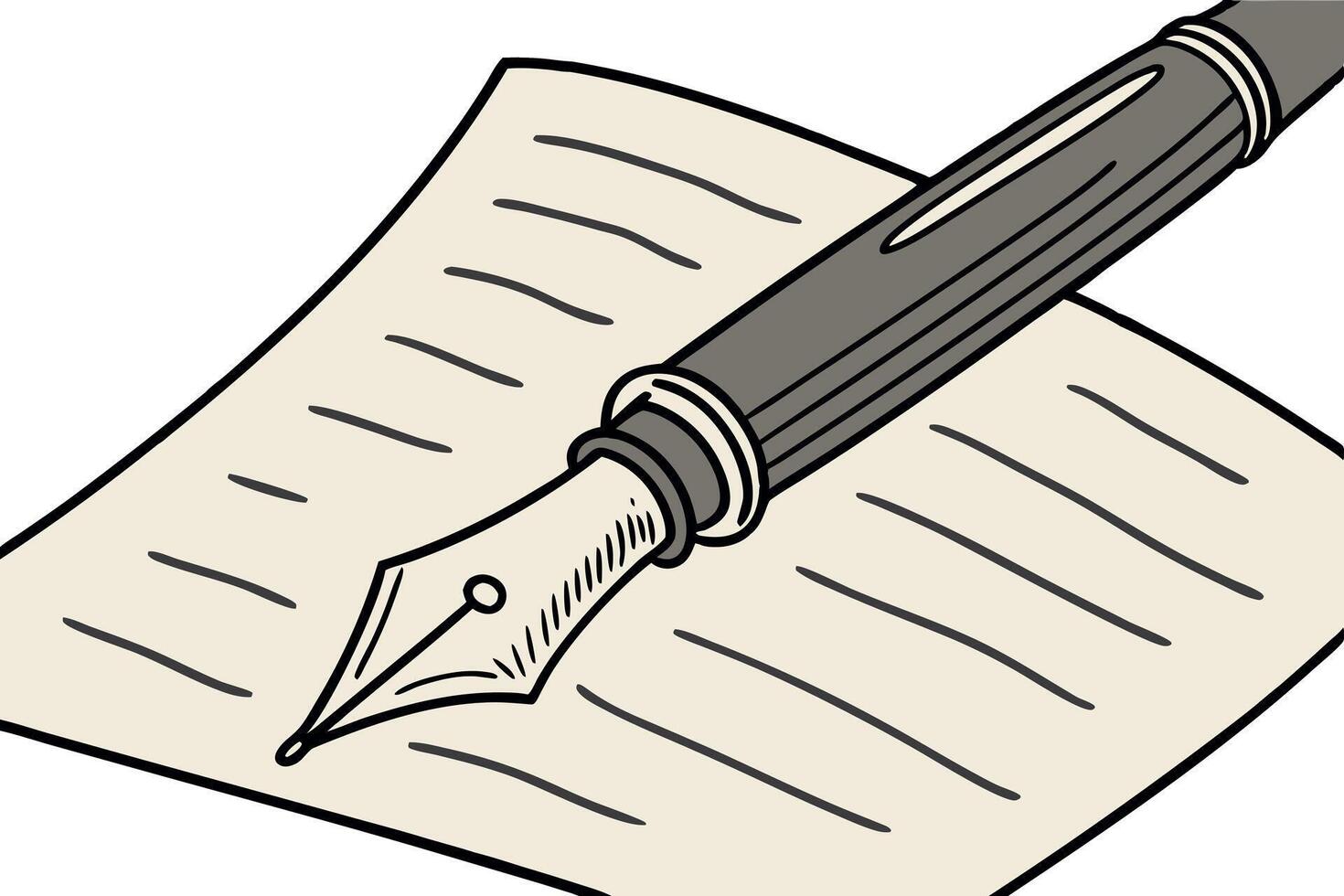 Ink pen on a paper document with text lines, artistic writing, and productivity concept for World Book and Copyright Day vector