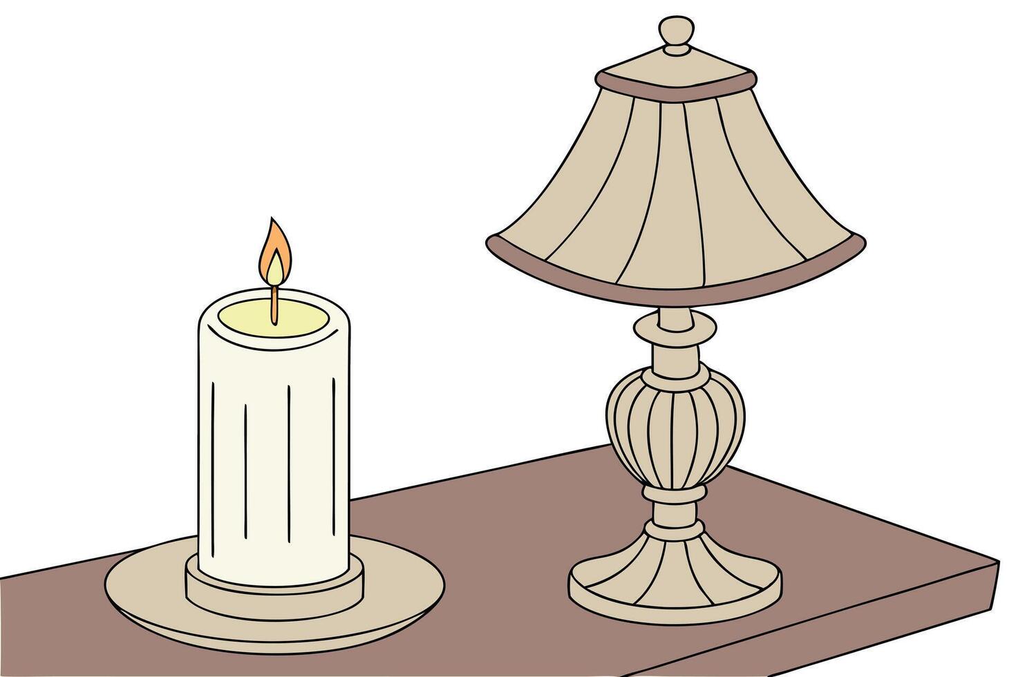 A candle flame beside a lamp, providing a relaxing setting for reading and reflection on World Book and Copyright Day vector