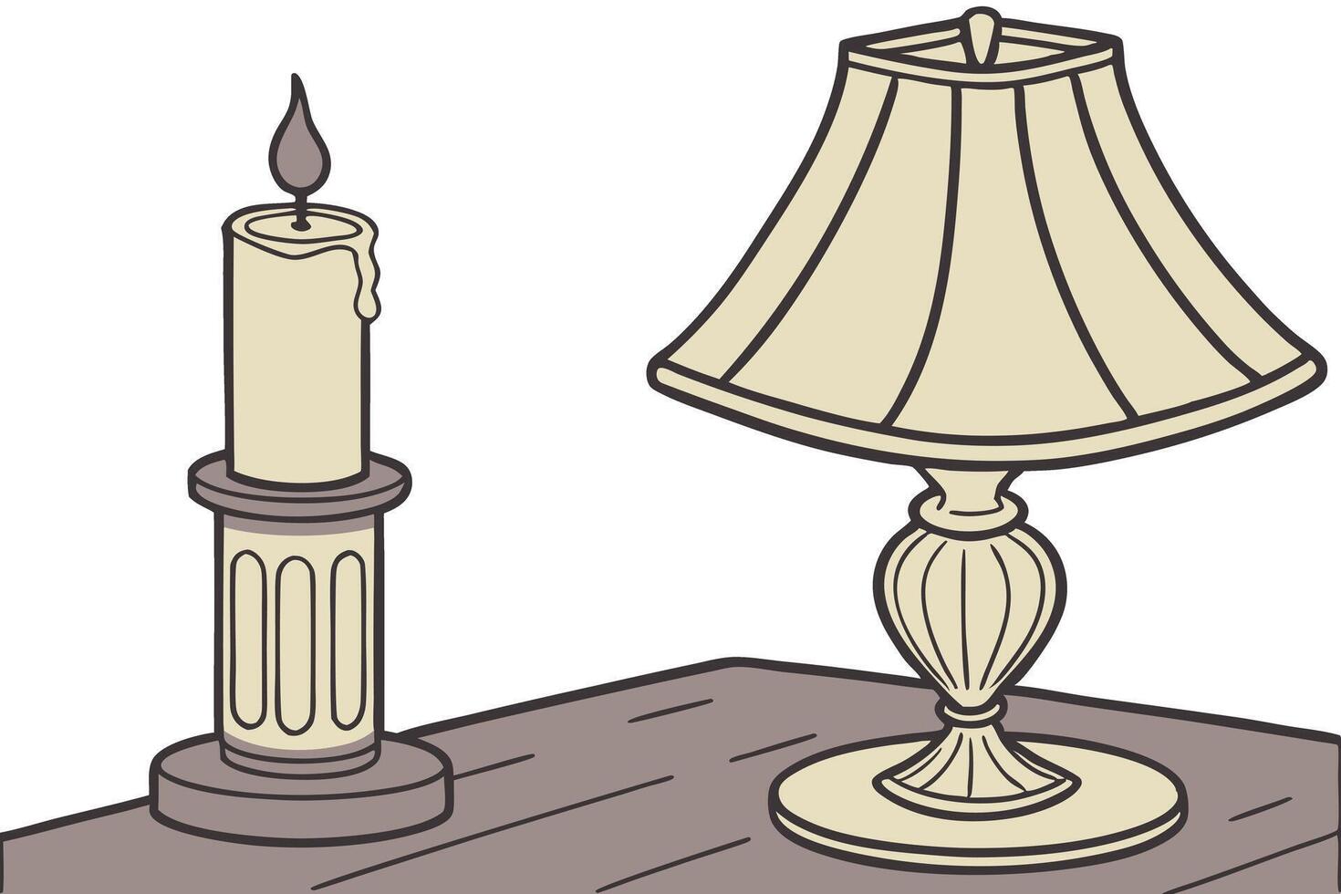 Table setting with a candle and lamp, perfect for quiet reading and enjoying books on World Book and Copyright Day vector