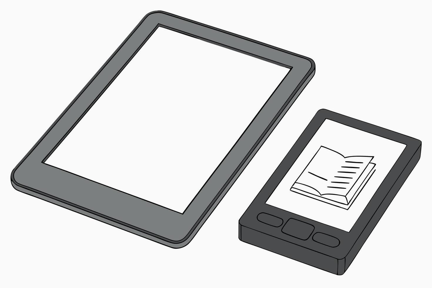 Illustration of a digital ebook reader with open book page, celebrating World Book and Copyright Day and the transition to digital reading vector