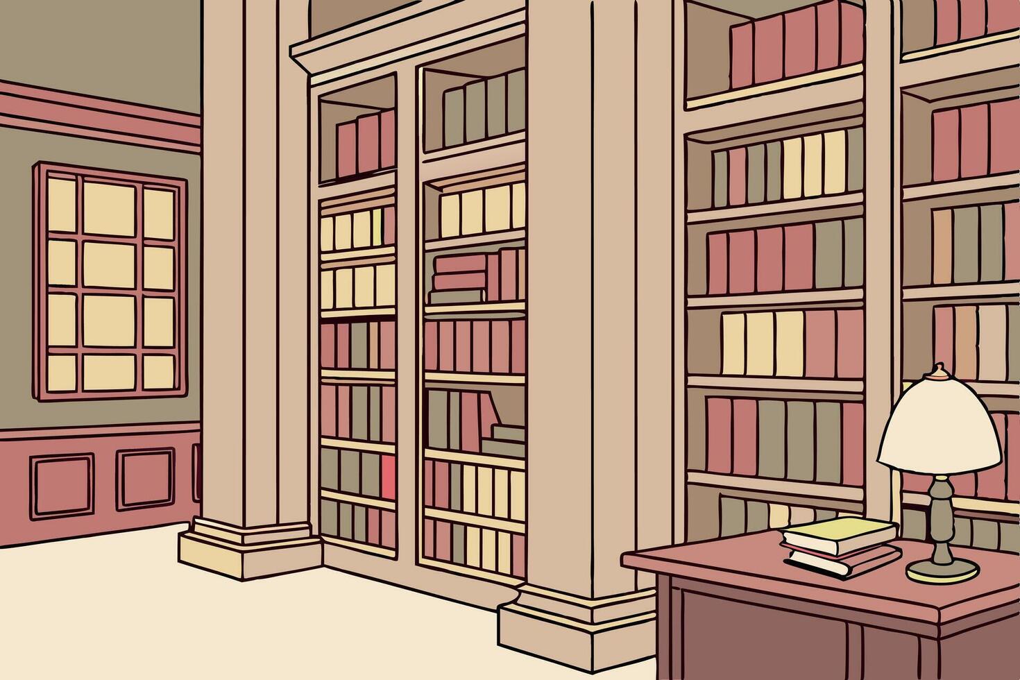 A well organized bookshelf filled with books of various sizes and types, perfect for World Book and Copyright Day vector