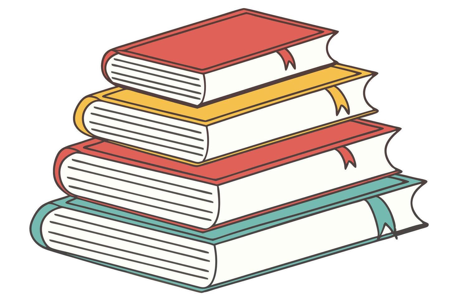 World Book Day Artistic Depiction of Five Stacked Books with Vibrant Bookmarks, Ideal for Education, Reading, and Literature Designs vector