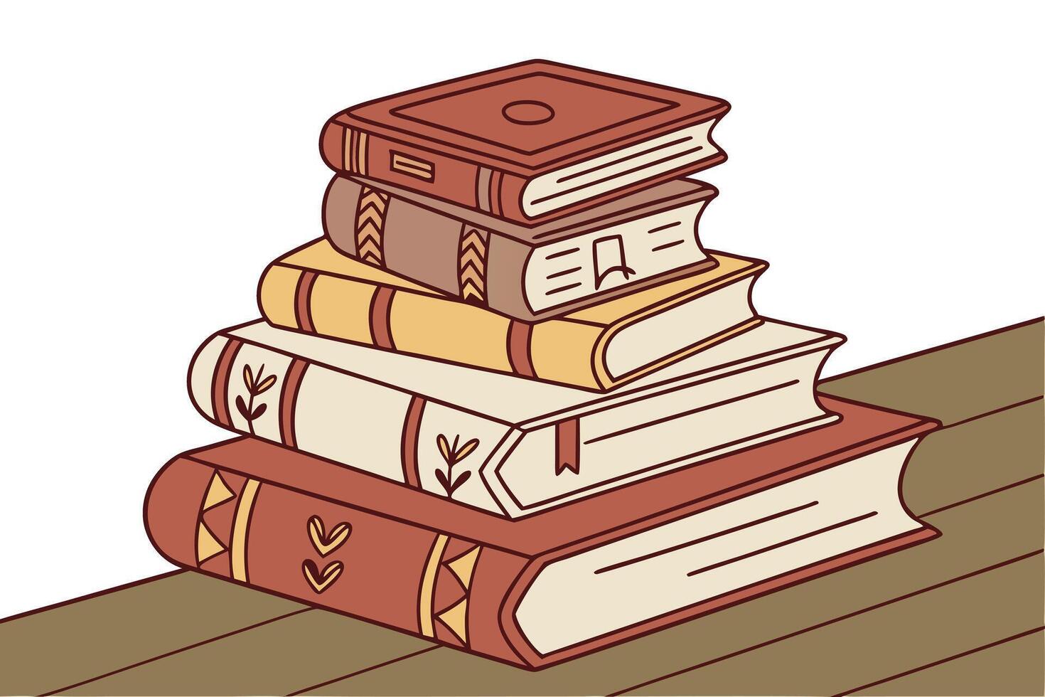 Colorful stack of hardcovers on a wooden surface, perfect for celebrating books, reading, and education on World Book and Copyright Day vector