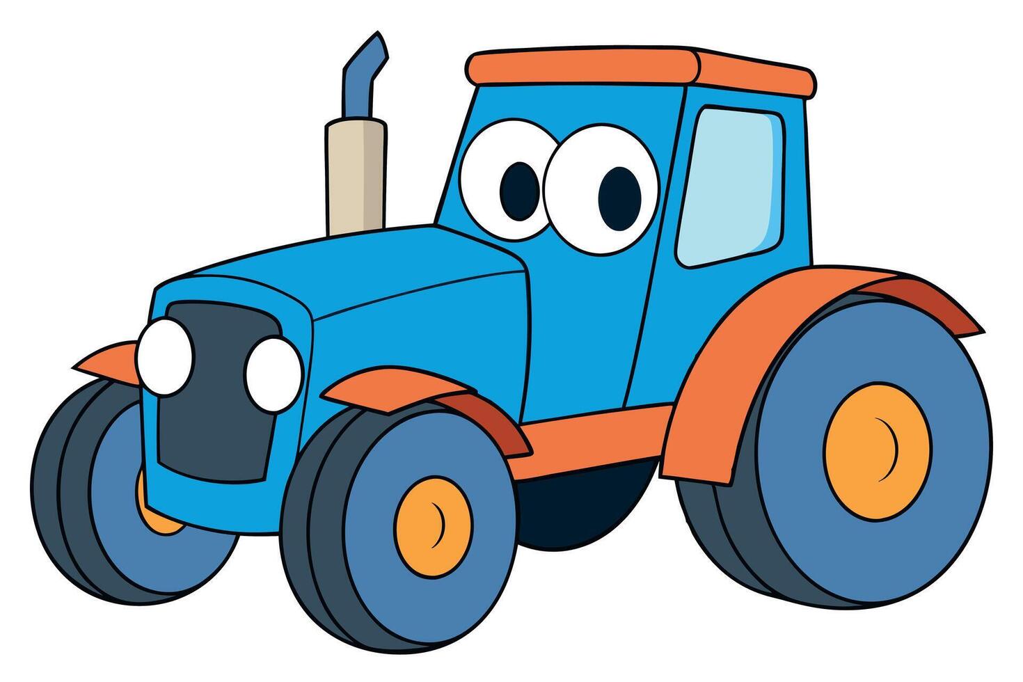 A farmer riding a red tractor through the fields in a vibrant illustration, depicting the beauty of agricultural work vector
