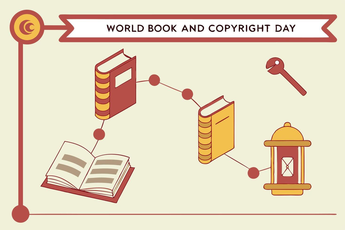 A historical progression of books depicted through an illustrated timeline, focusing on their transformation from papyrus to modern digital media for World Book and Copyright Day vector