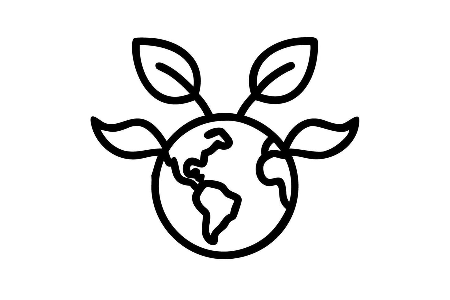 Eco friendly Earth Day logo with a green plant growing from planet Earth, representing nature conservation vector