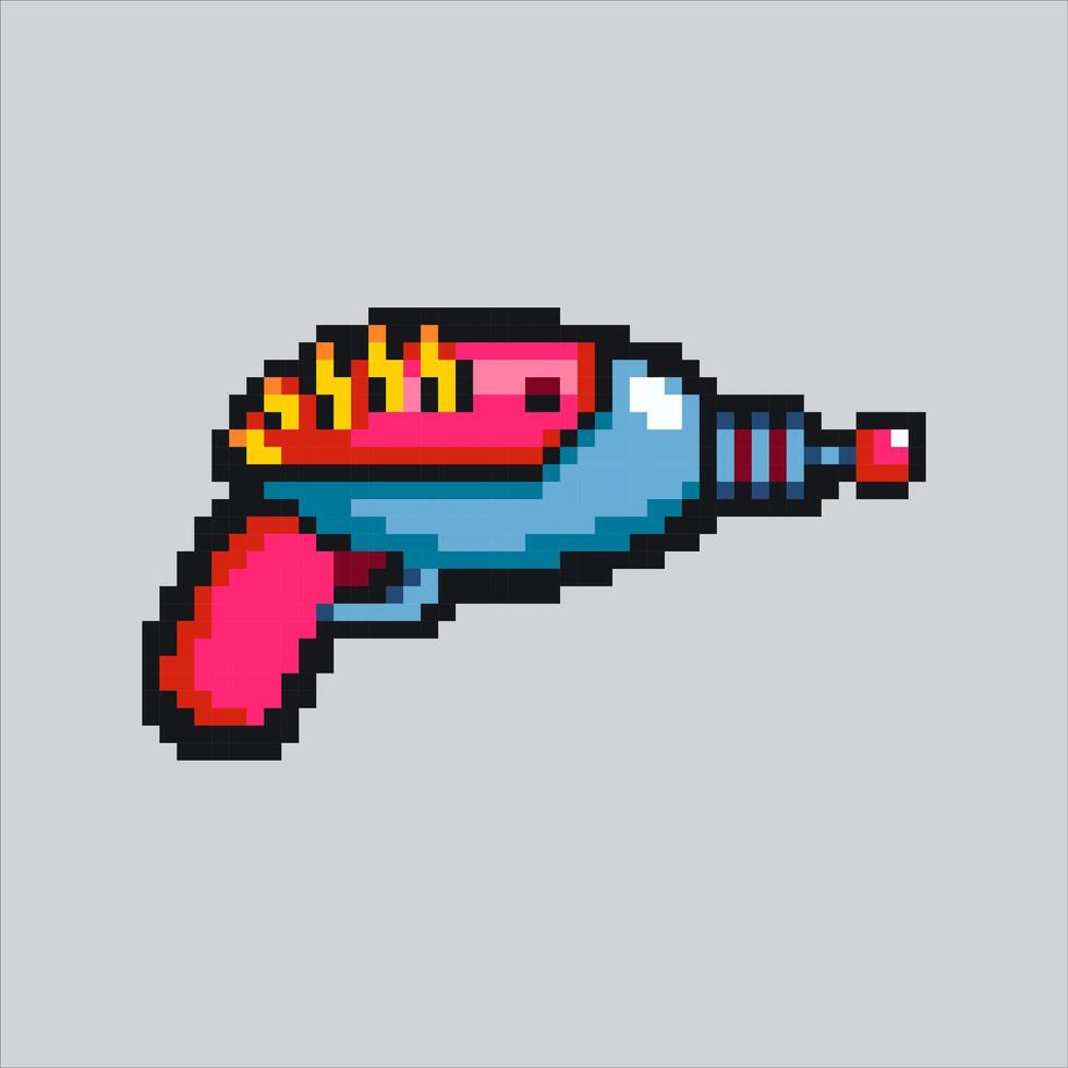 Pixel art illustration Futuristic Gun. Pixelated Futuristic Pistol. Futuristic Pistol Gun Icon pixelated for the pixel art game and icon for website and game. old school retro. vector
