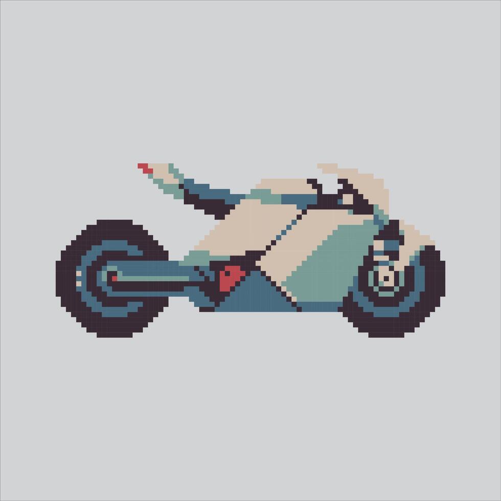 Pixel art Futuristic Cyberpunk Motorcycle icon Illustration for game design vector