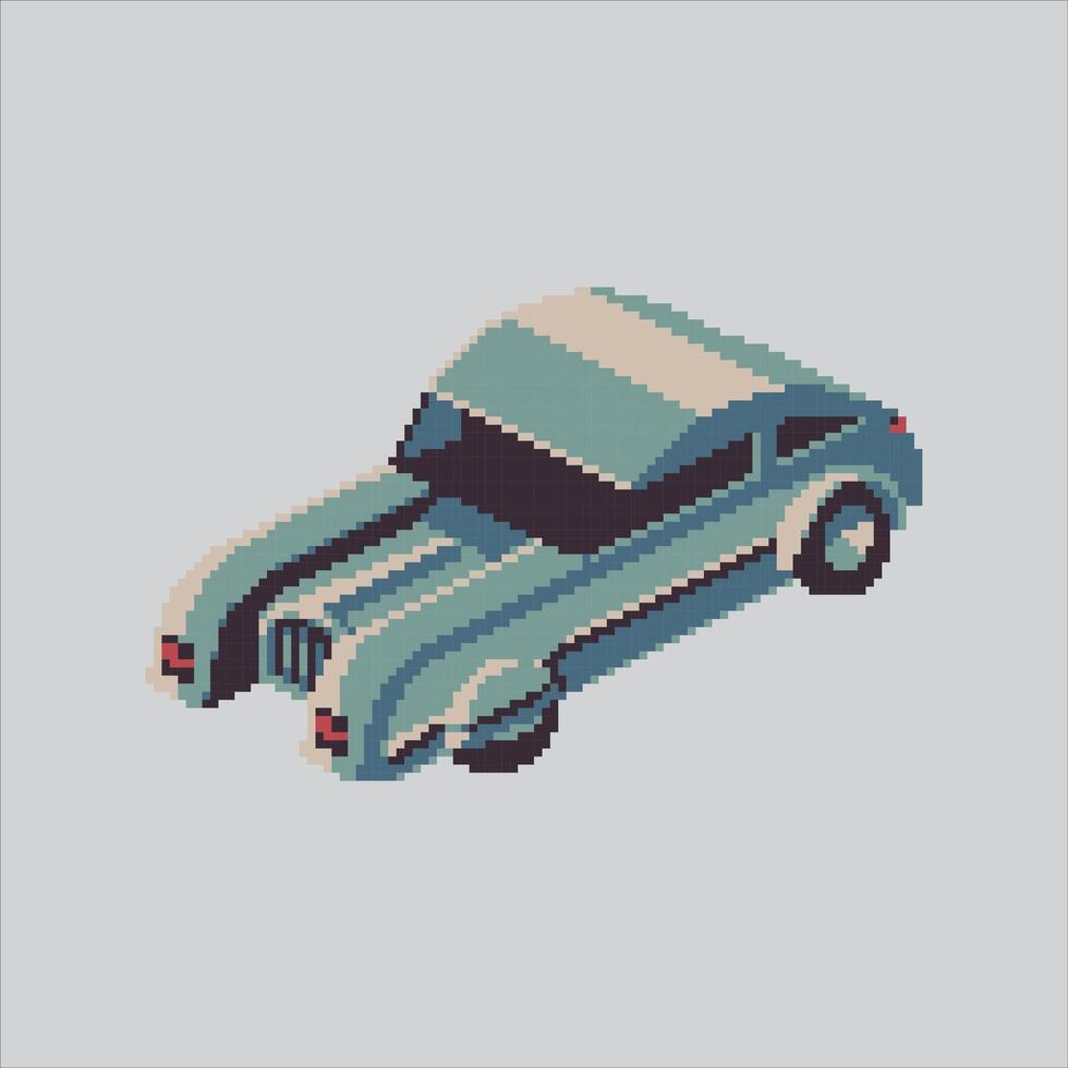Pixel art Futuristic Cyberpunk Car icon Illustration for game design vector