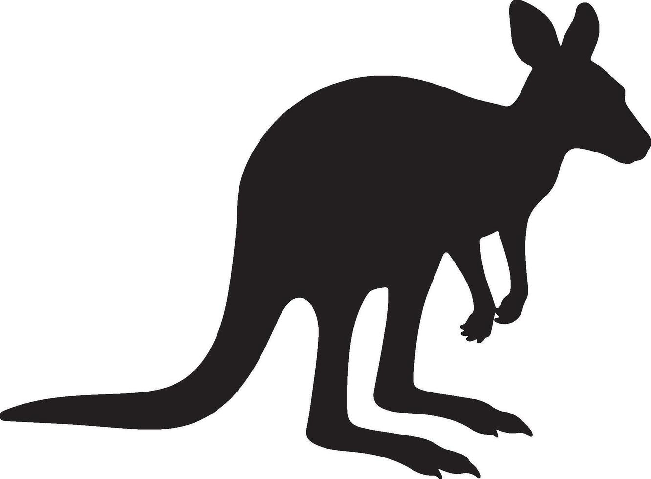 Joey Baby Kangaroo Solid Black Silhouette vector