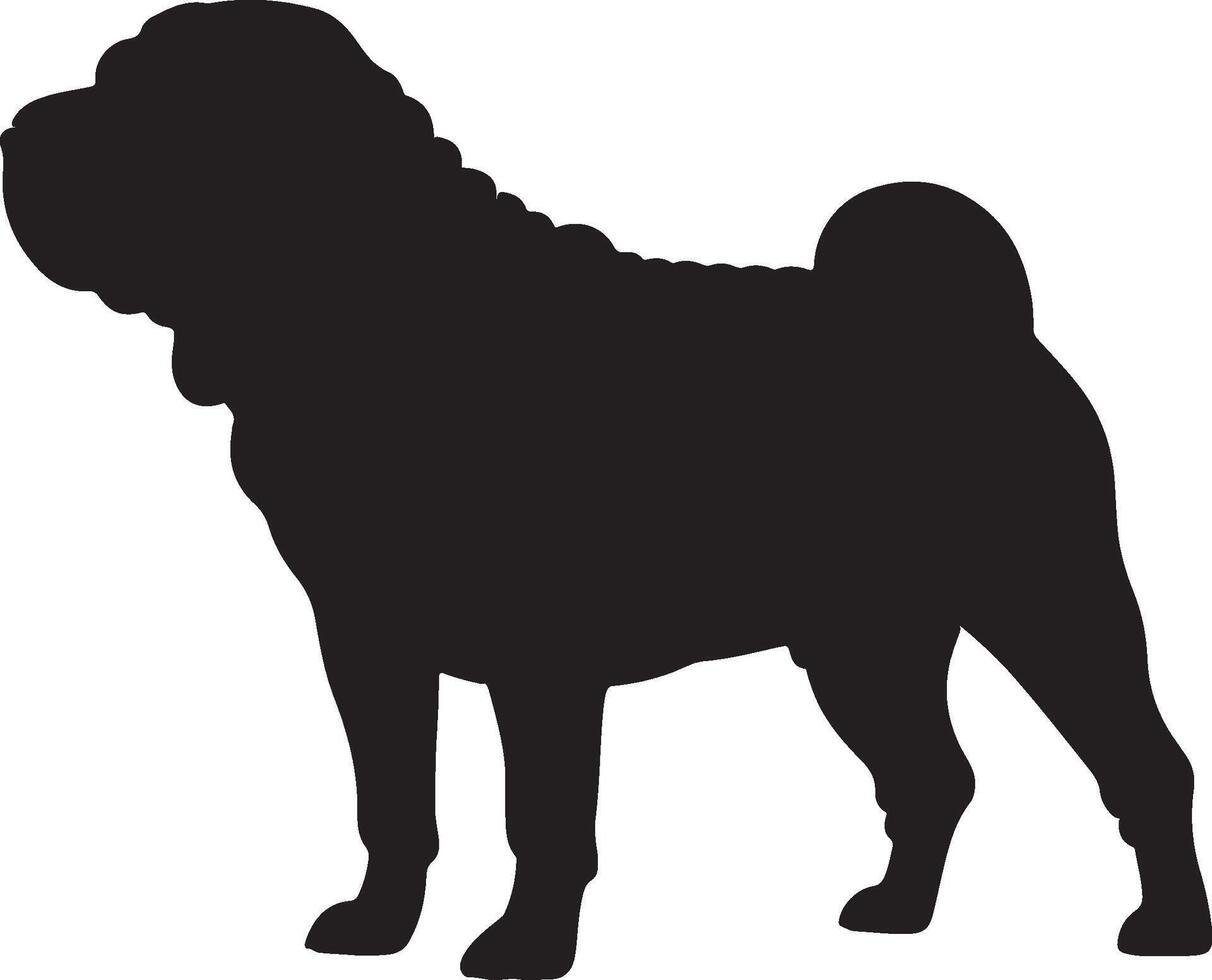 Shar pei dog silhouette illustration vector