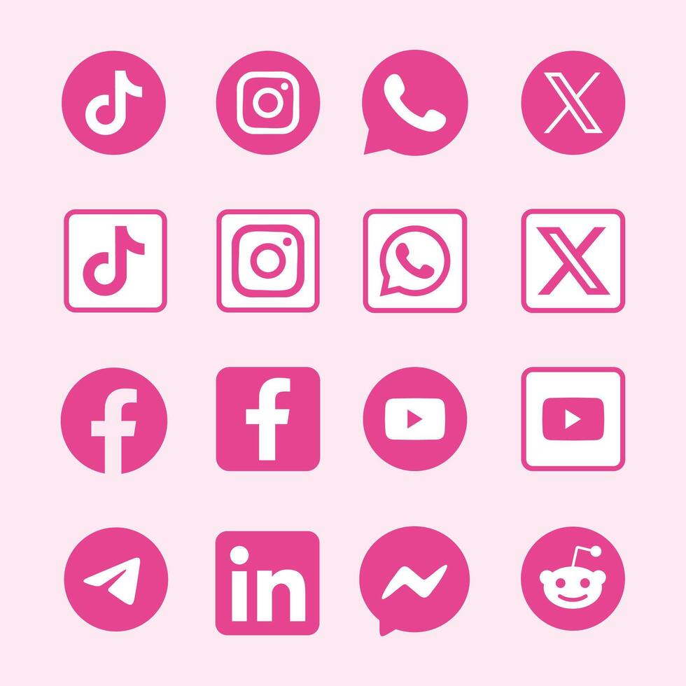 Social Media logo icon design set for Contact Publication Media vector