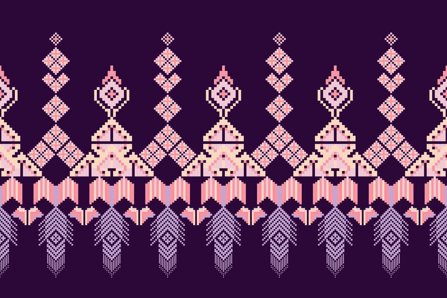 Geometric floral pattern background.flower ethnic pixel pattern,Aztec style,abstract background.design for texture,clothing,decoration,print,sarong vector