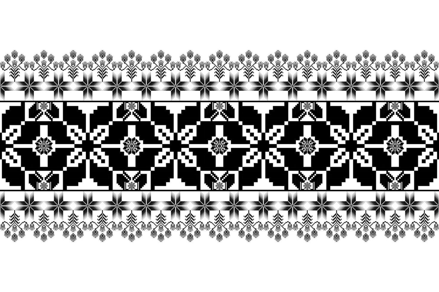 Geometric floral pattern background.flower ethnic pixel pattern,Aztec style,abstract background.design for texture,fabric,clothing decoration,print,sarong vector