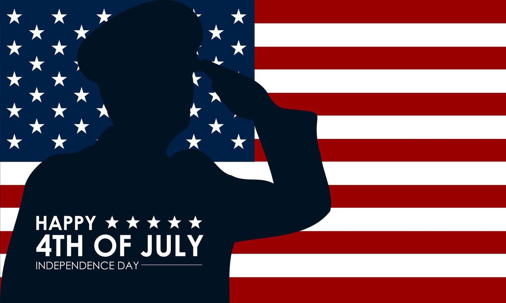 Saluting veteran to the American Flag for Happy Fourth of July Independence day USA vector