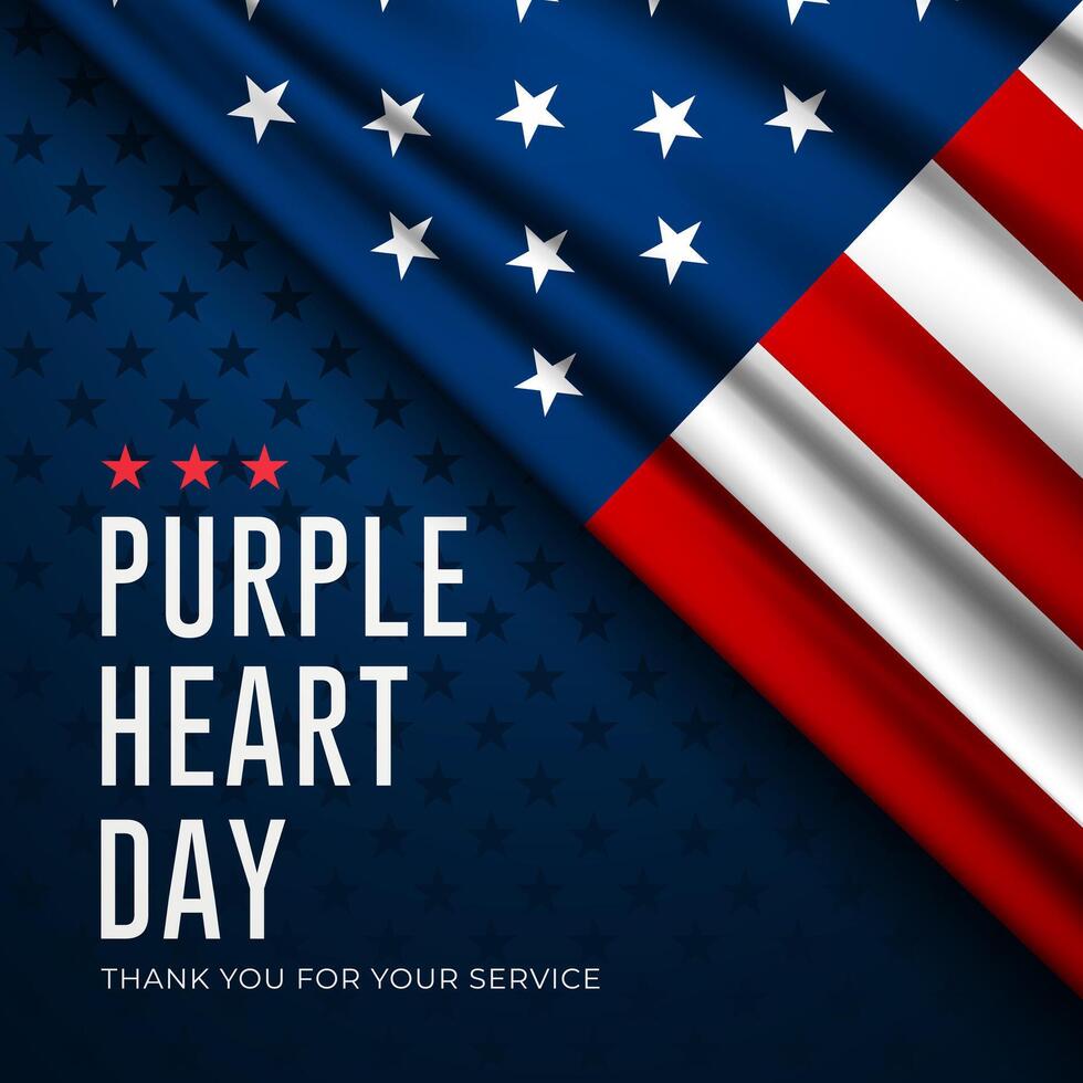 Banner design for National Purple Heart Day August 7 Background vector