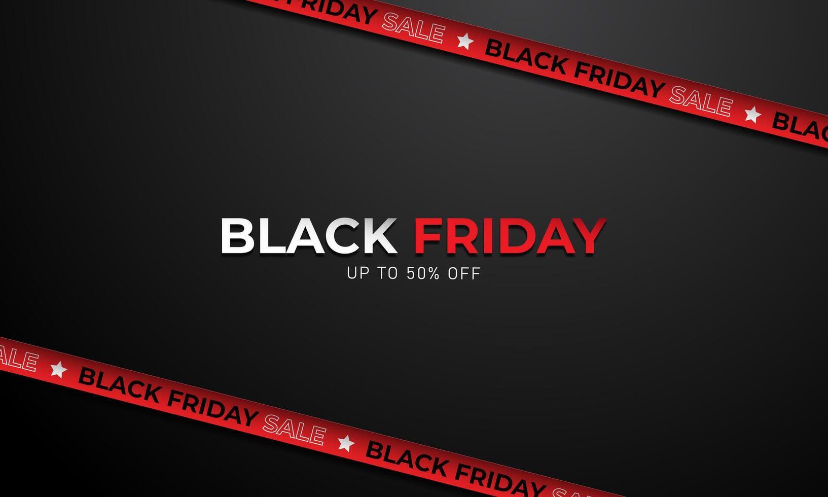 Black Friday Sale Text On Red Ribbons Over Isolated Black Background. Suitable For Black Friday Business Promo vector