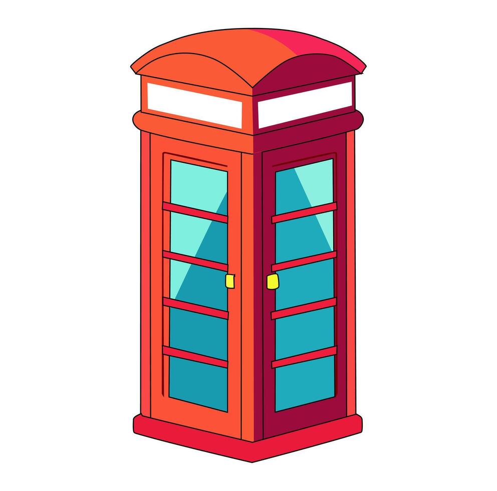 Cartoon Classic Red Booth Phone Simple Design Icon Digital Source vector