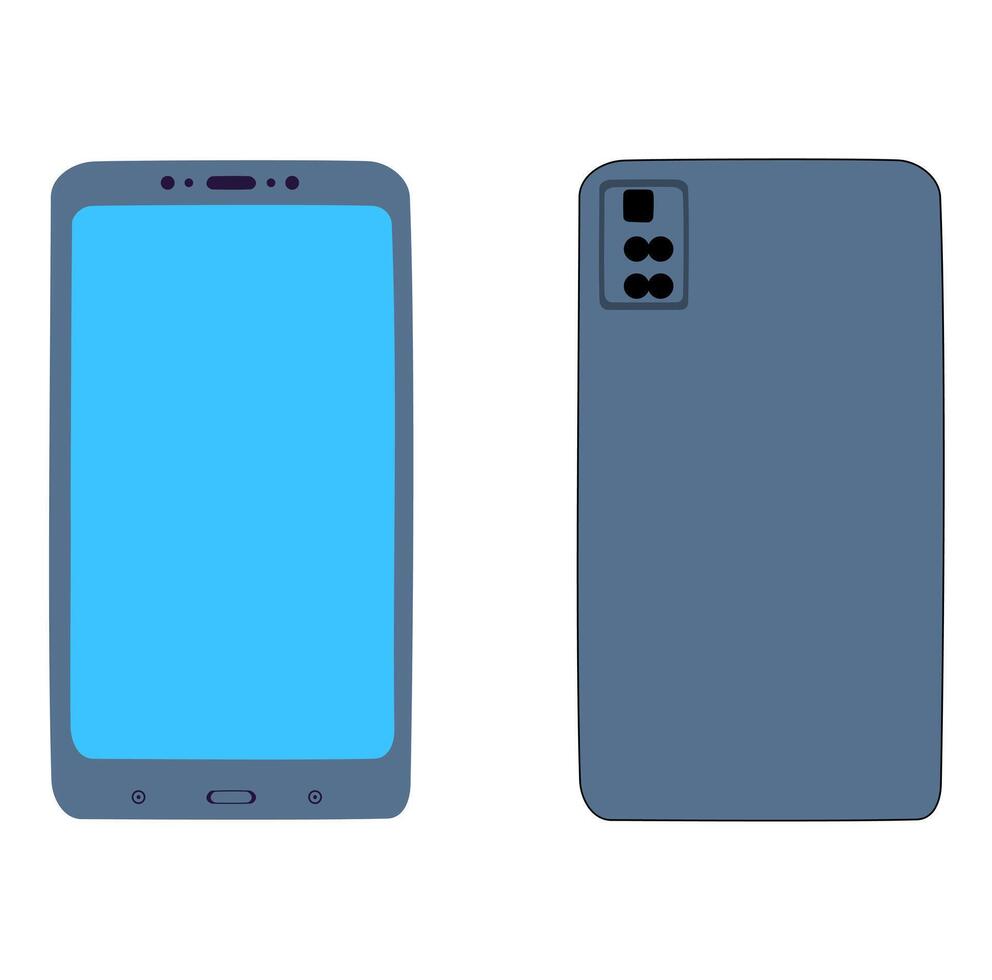 Cartoon Cellphone Gadget Communication Front And Back Simple Design Icon Digital Source vector