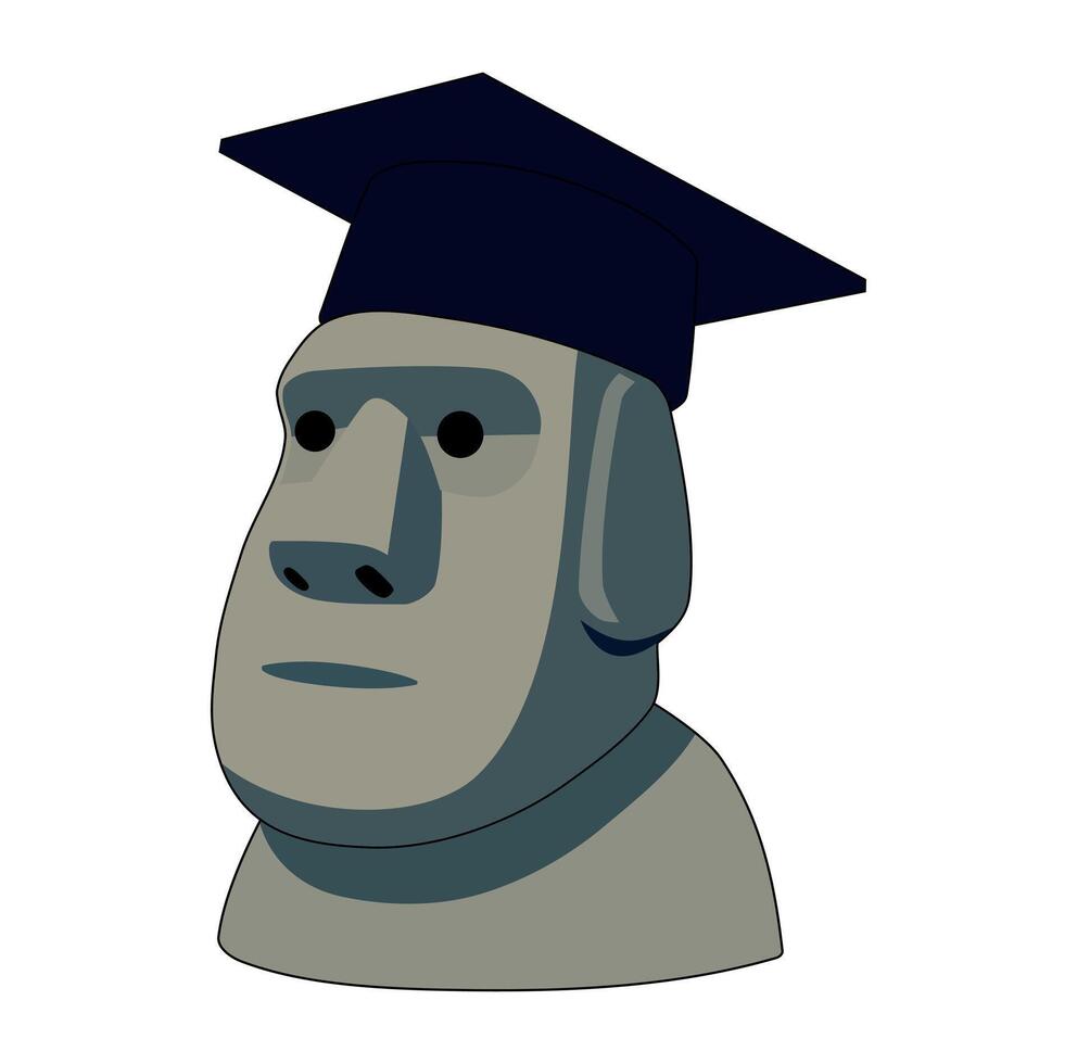 Cartoon Graduate Moai Stone Simple Design Icon Digital Source vector