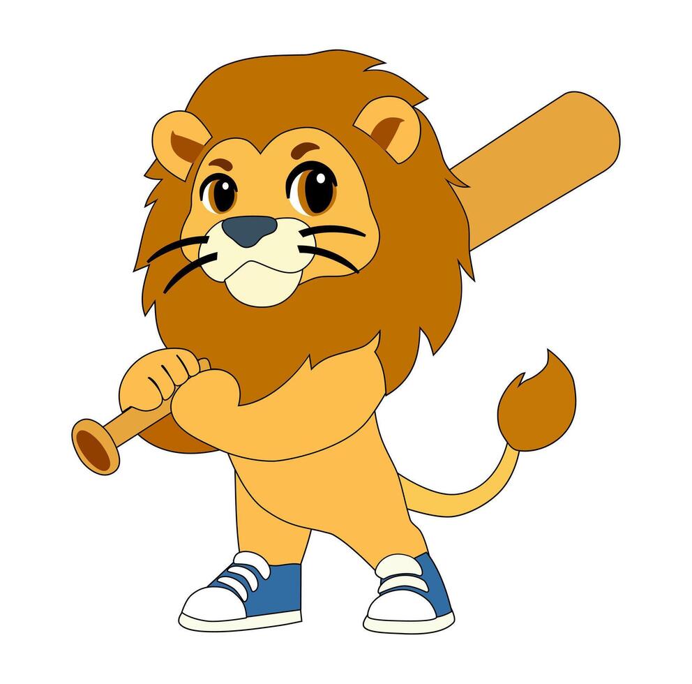 Cartoon Simple Logo Lion Baseball Icon Digital Source vector