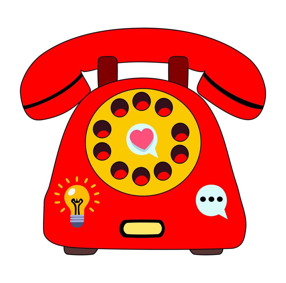 Cartoon Classic Classic Red Dial Telephone Simple Design Icon Digital vector