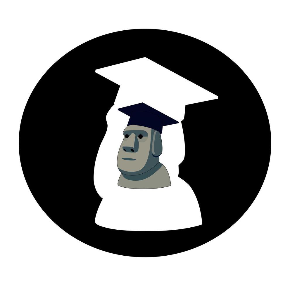 Cartoon Logo Graduate Maoi Stone Simple Design Icon Digital Source vector