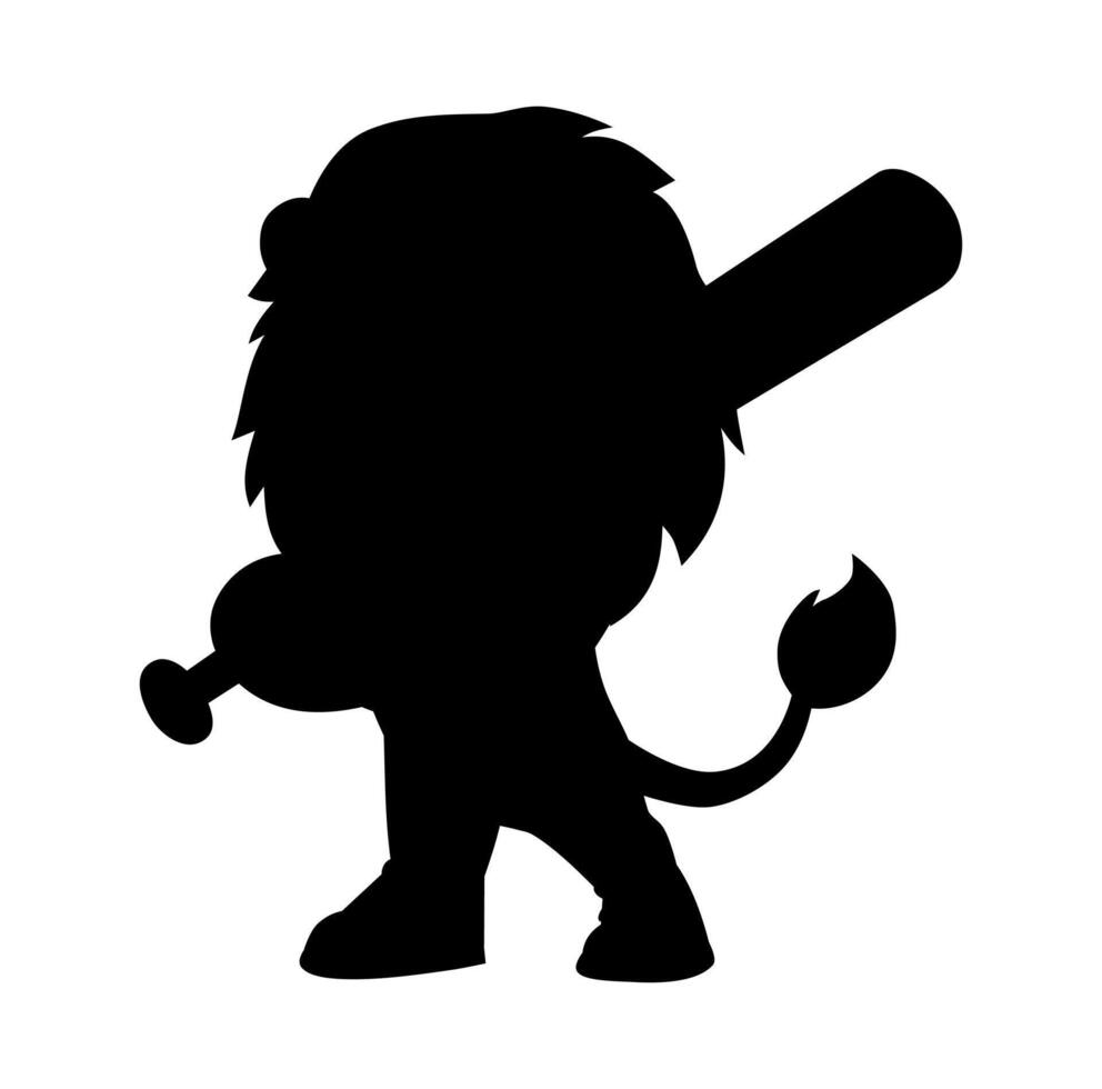 Cartoon Silhouette Lion Baseball Logo Icon Digital Source vector